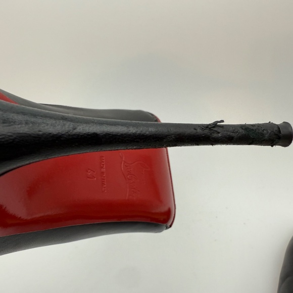 CHRISTIAN LOUBOUTIN CREASED TOE 10MM STILETTO PUMPS SIZE 41 BLACK KID - Picture 5 of 8